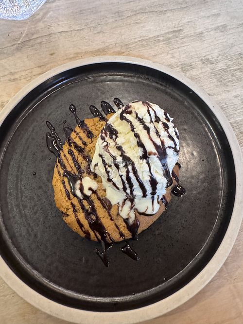 Cookie and ice cream   at Hendersons in Edinburgh