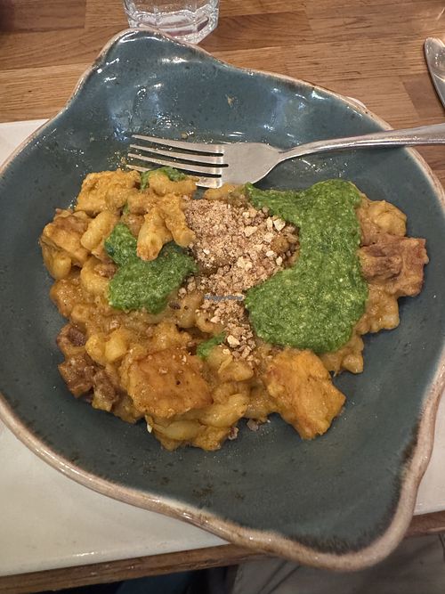 Mac cheese with tempeh   at Hendersons in Edinburgh