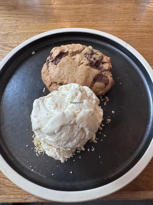 Ice cream and cookie   at Hendersons in Edinburgh