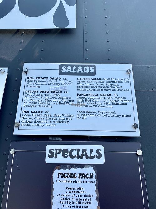 Menu at Rad Magic Subs in Portland