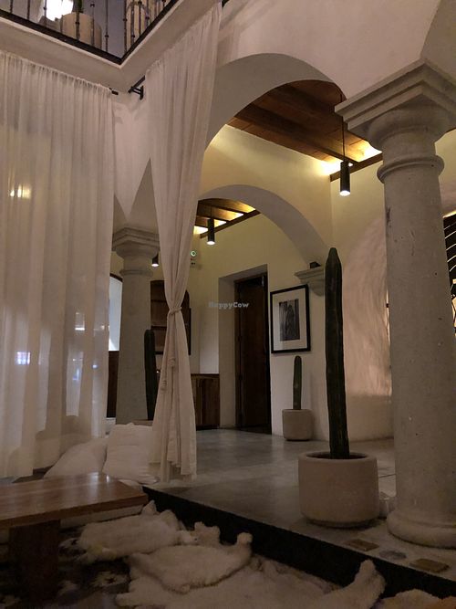 Dining space at Hotel Sin Nombre in Oaxaca