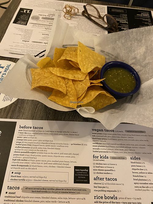 Complimentary chips and salsa  at High Tide in Farmingdale