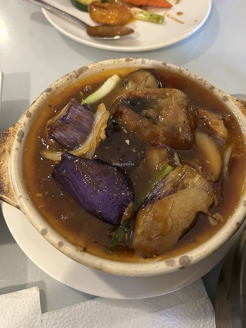 Clay pot sensation with eggplant - very good!   at Loving Hut in Elk Grove