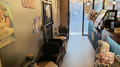 Interior of location - view towards the counter at Madame Coffee - 마담커피 in Seoul