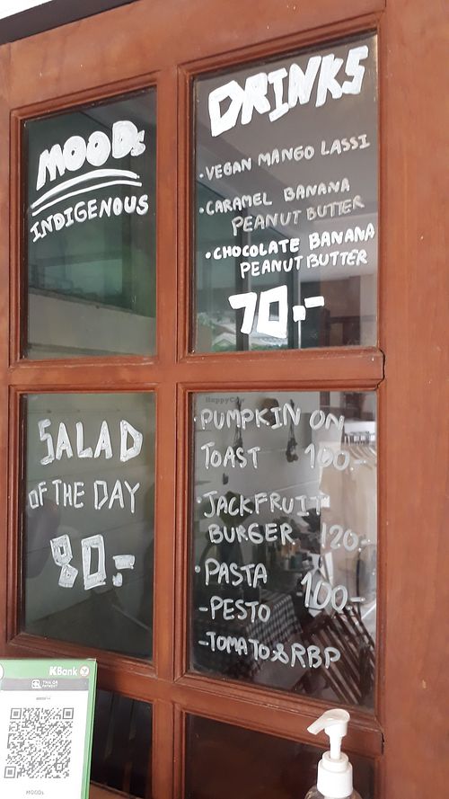 Sample menu at MOODs  in Chiang Mai