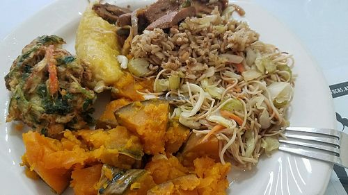 mixed plate at Loving Hut in Panama City