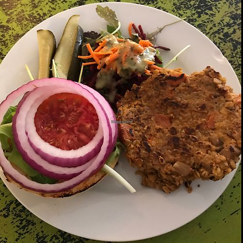 vegan burger at Local Sprouts Cafe in Portland