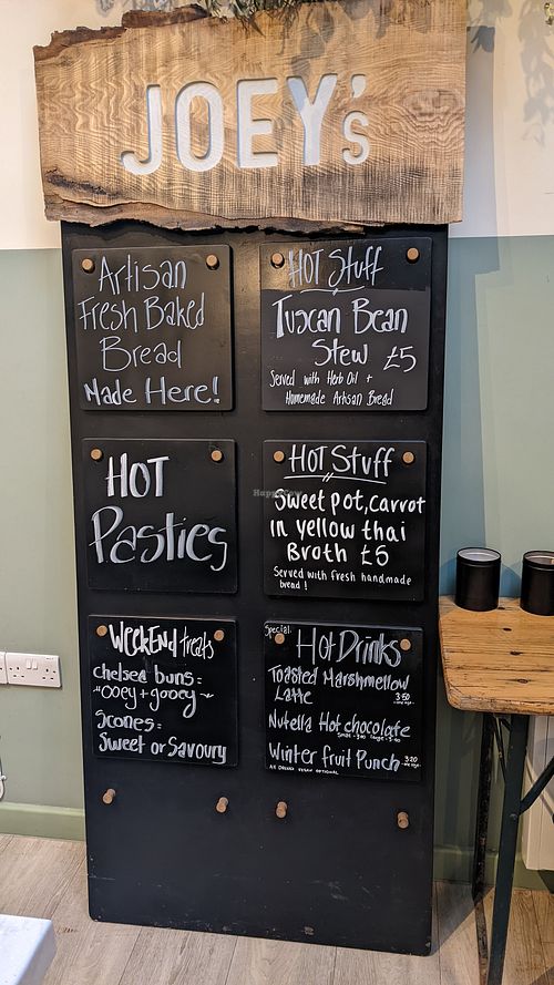 Menu at Joey's Cafe in Ambleside