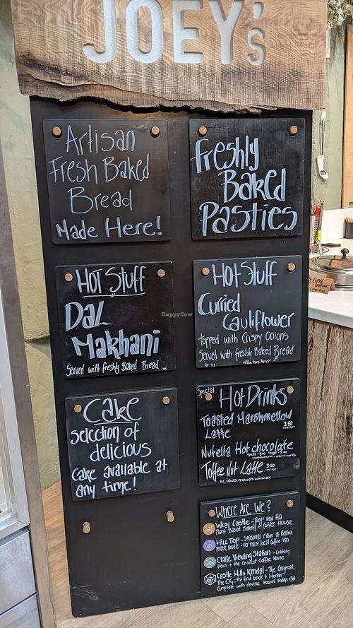 Menu at Joey's Cafe in Ambleside