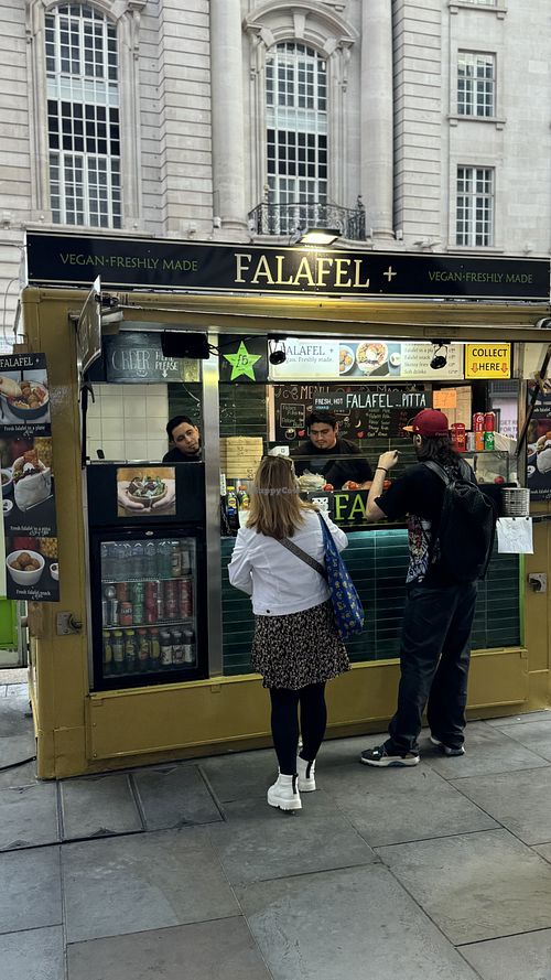 Old news stand converted into FALAFEL +  at Falafel + in London