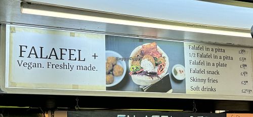 Reasonable prices August 2024 menu  at Falafel + in London