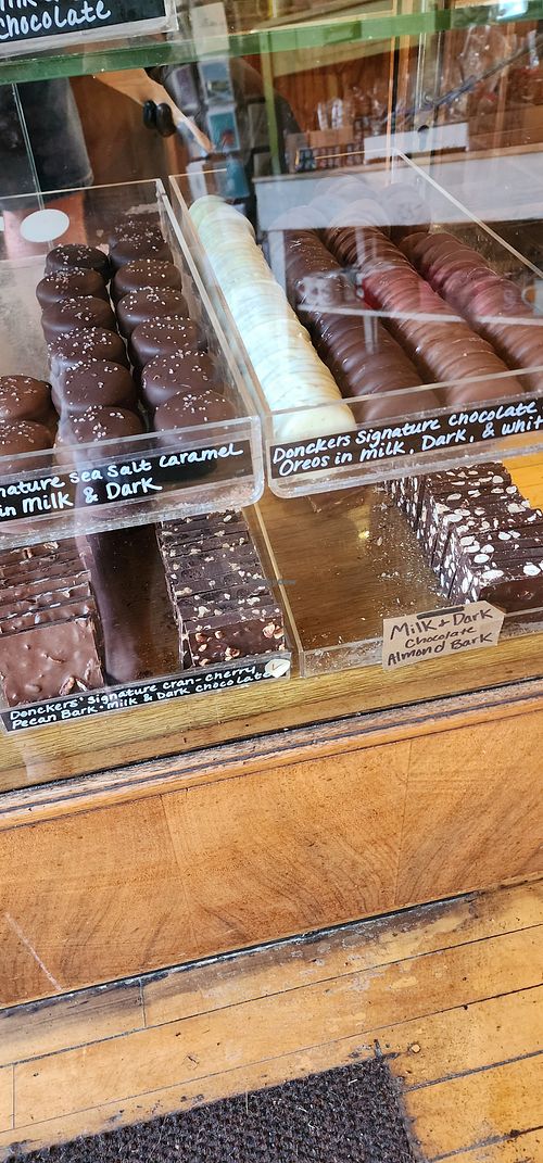 Dark bark and dark oreos are only vegan chocolate at Donckers in Marquette