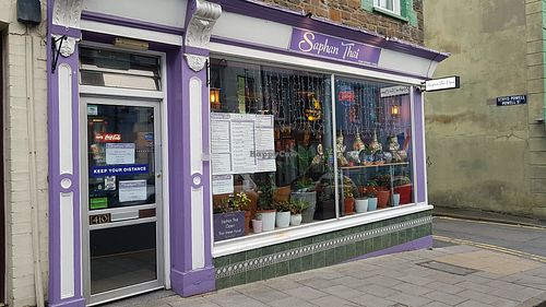 Out (spot the HappyCow sticker?) at Saphan Thai in Aberystwyth