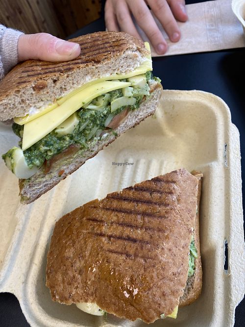 Hearty Pesto Panini  at Rock n Roots in Williston Park