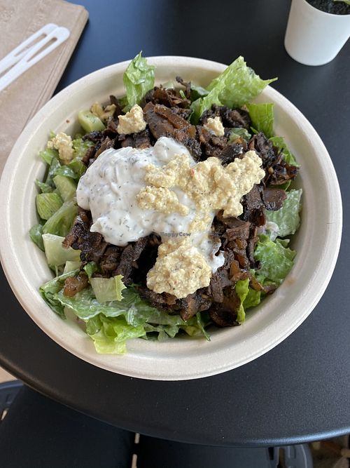 Mushroom salad bowl   at Rock n Roots in Williston Park