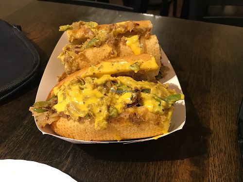 Messy and delicious vegan cheese steak. at Blackbird Pizzeria - 6th St in Philadelphia