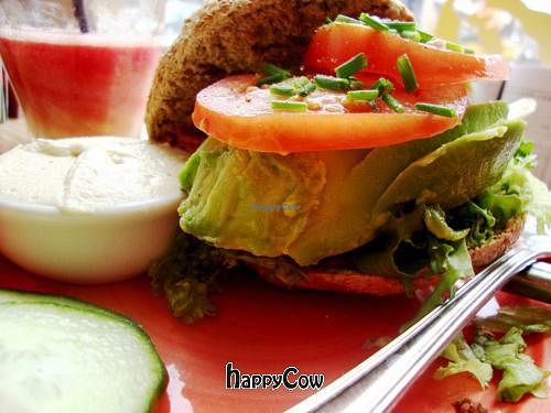 bagel with avocado and hummus at Bagels & Beans - Raadhuisstraat in Amsterdam