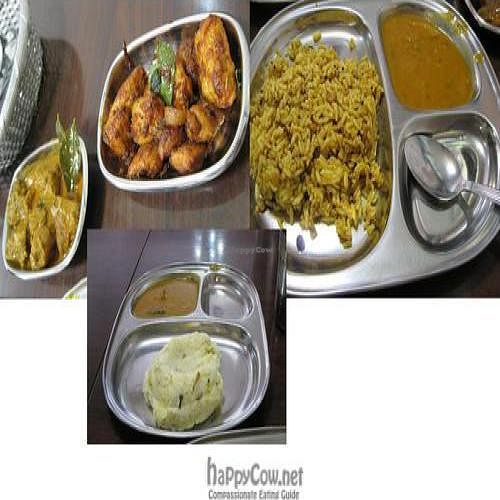 A few of their offerings - mock mutton, chicken, rice... at Sri Ananda Bahwan (Pure Vegetarian) - Georgetown in Penang