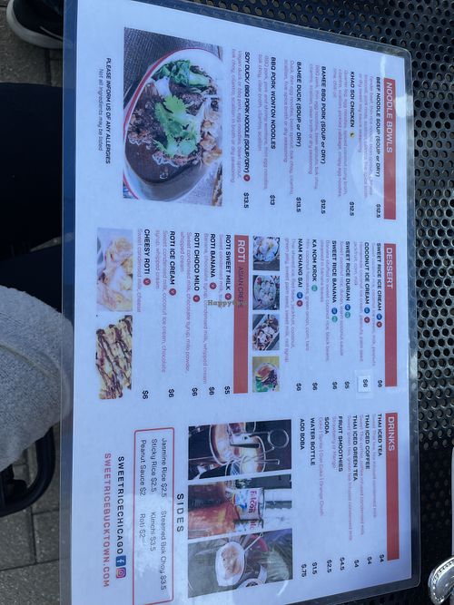 Menu at Sweet Rice in Chicago