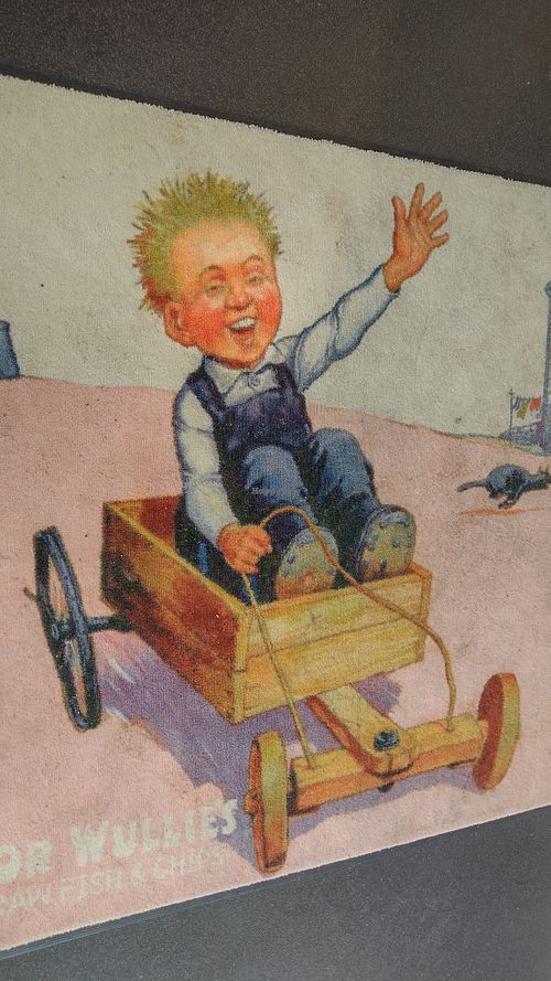 Floor art at Oor Wullie's Braw Fish & Chips in Aberdeen