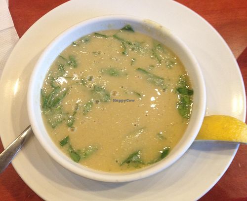 Vegan lentil and spinach soup at O'Falafel etc. in Salt Lake City