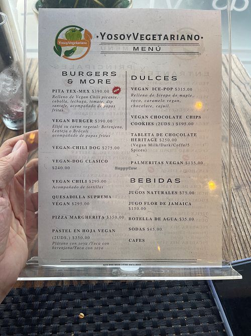 Menú parte II  at Yosoy Vegetariano in Santo Domingo