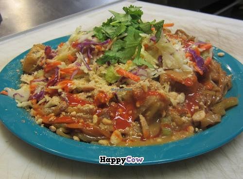 Pad Thai made the Holy Cow way with lots of organic goodness added to delightful rice noodles....gluten free! at Holy Cow Cafe in Eugene