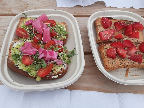 Set up, berries and PB at Zest in Traverse City