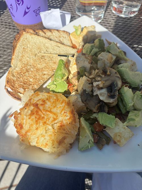 Tofu scramble with avocado and sourdough bread   at Dream Cafe in Grand Junction