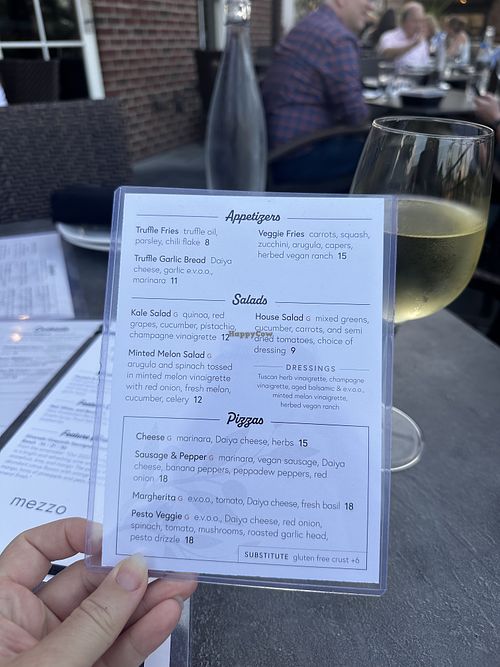 Vegan menu  at Mezzo in Dublin