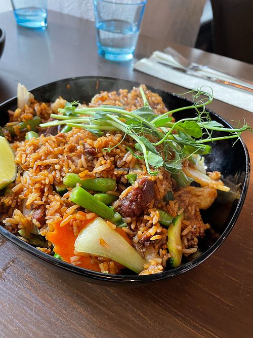 Main dish at Thai Vegan Kitchen in Helsinki