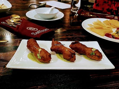 Tofu stuffed squash blossoms at Saffron in Las Vegas