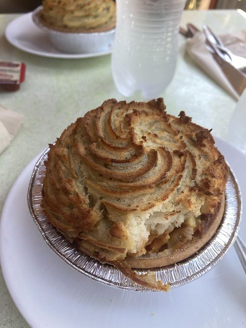 Potato topped chickpea pie  at Mountain High Pies in Wentworth Falls