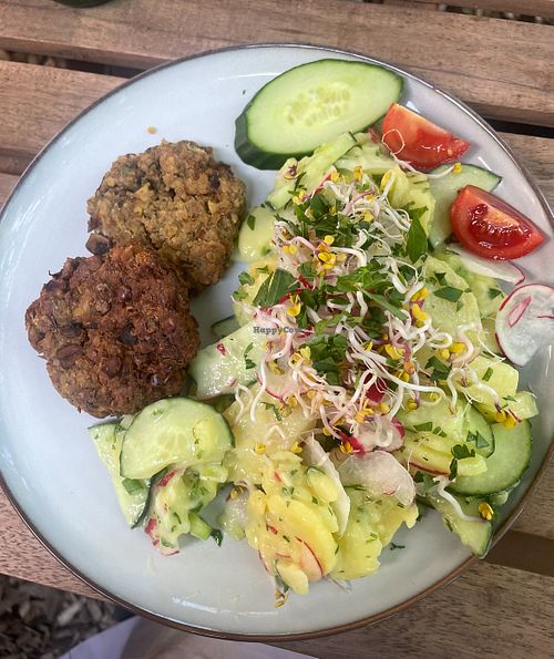 Vegan „Frikadelle“ with potato salad    at Karlsons in Hamburg