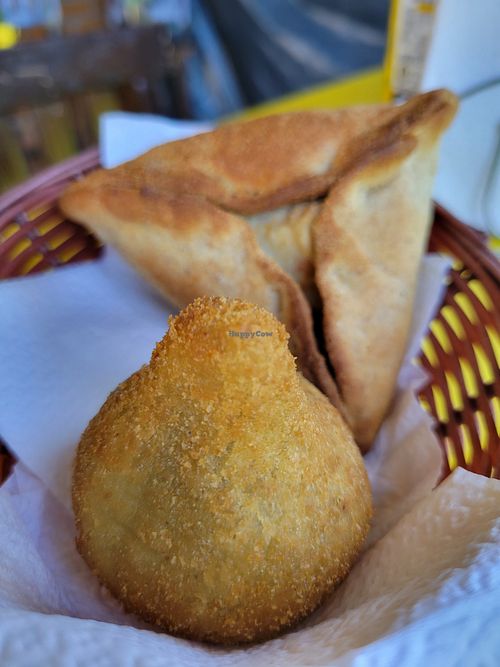 Coxinha filled with heart of palm at Girassol Veg in Florianopolis