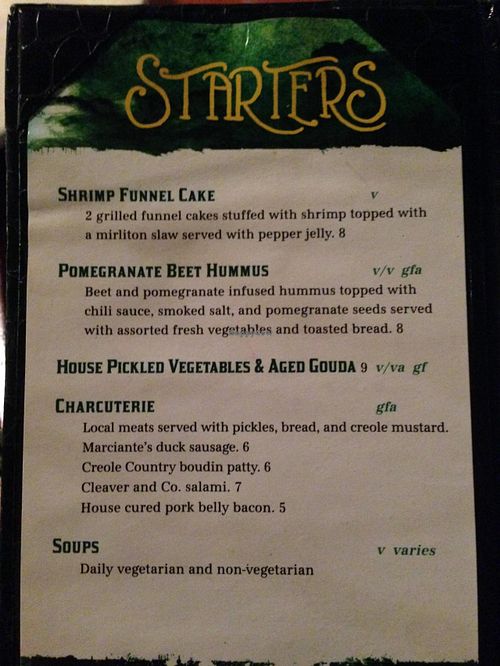 appetizers - Nov. 2014 menu at Green Goddess in New Orleans
