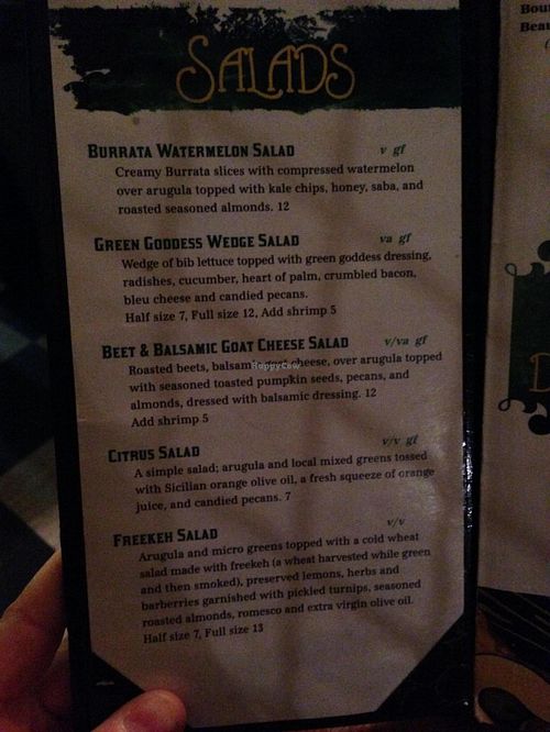 entrees - Nov. 2014 menu at Green Goddess in New Orleans