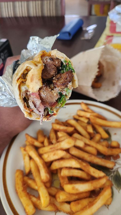 Vegan kebab with chips at Portz Kebab & Grill in Ocean Grove