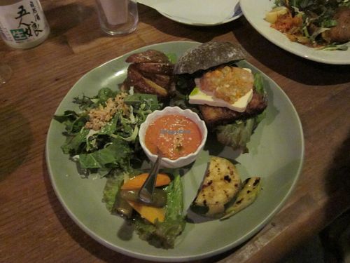 Veggie burger set at Magokoro in Kamakura