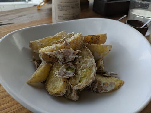 Soy cheese & garlic potato slices, 650yen at Magokoro in Kamakura