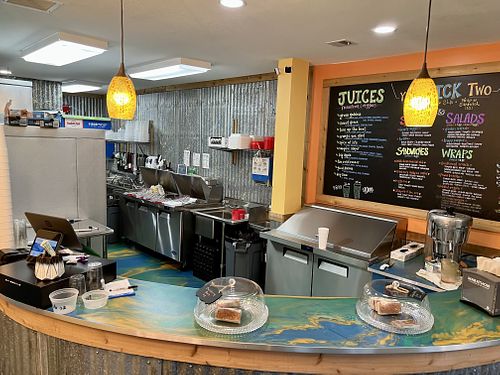 The beautiful brand new kitchen  at Juicy's Wellness Cafe in Cookeville