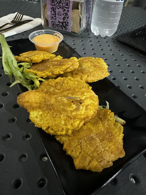 Tostones with vegan aioli   at Atabey Condado in San Juan
