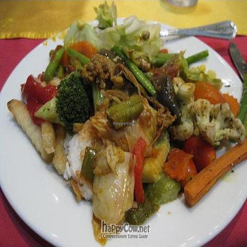 Plate of food from Asian vegetarian buffet at Golden Kinnaree Buffet Restaurant in Phuket