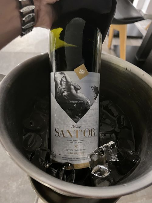 Vegan wine at 5SENSES Restaurant in Santorini