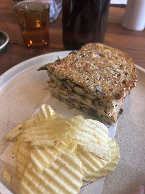 Mushroom and cashew toastie  at The Autumn Rooms in Cooks Hill
