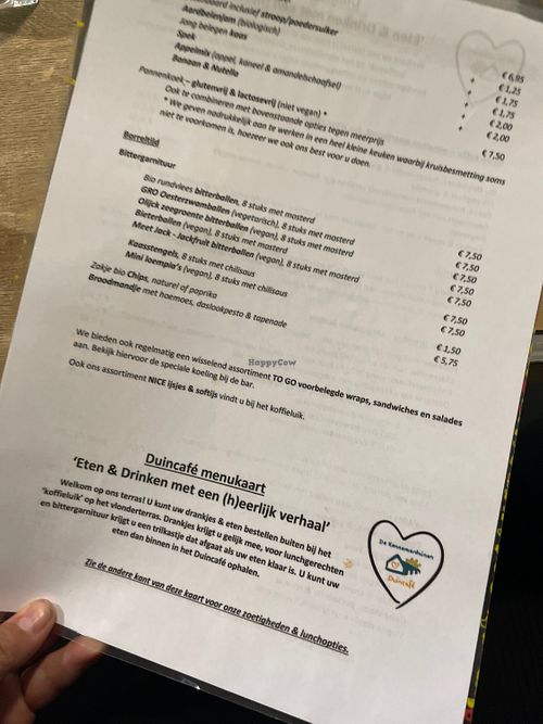 Kaart at Duincafé de Zandwaaier in Overveen