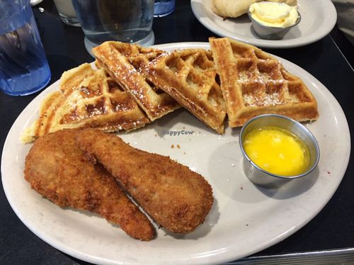 chick'n and waffles! at Champs Diner in Brooklyn