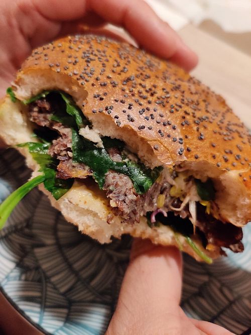 Avocado Burger, delicious! With lots of mayo ☺️ at Submarine Burgers in Zadar