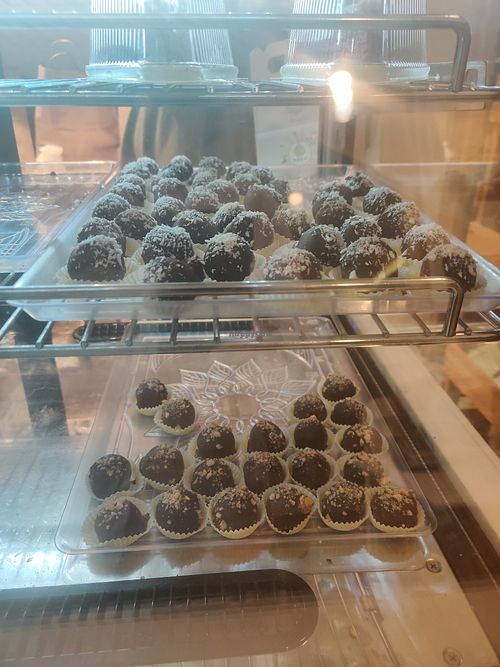 Vegan chocolate balls at AZKA Healthy Desserts in Amman