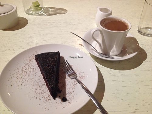 vegan chocolate cake at Botanique in Vilnius